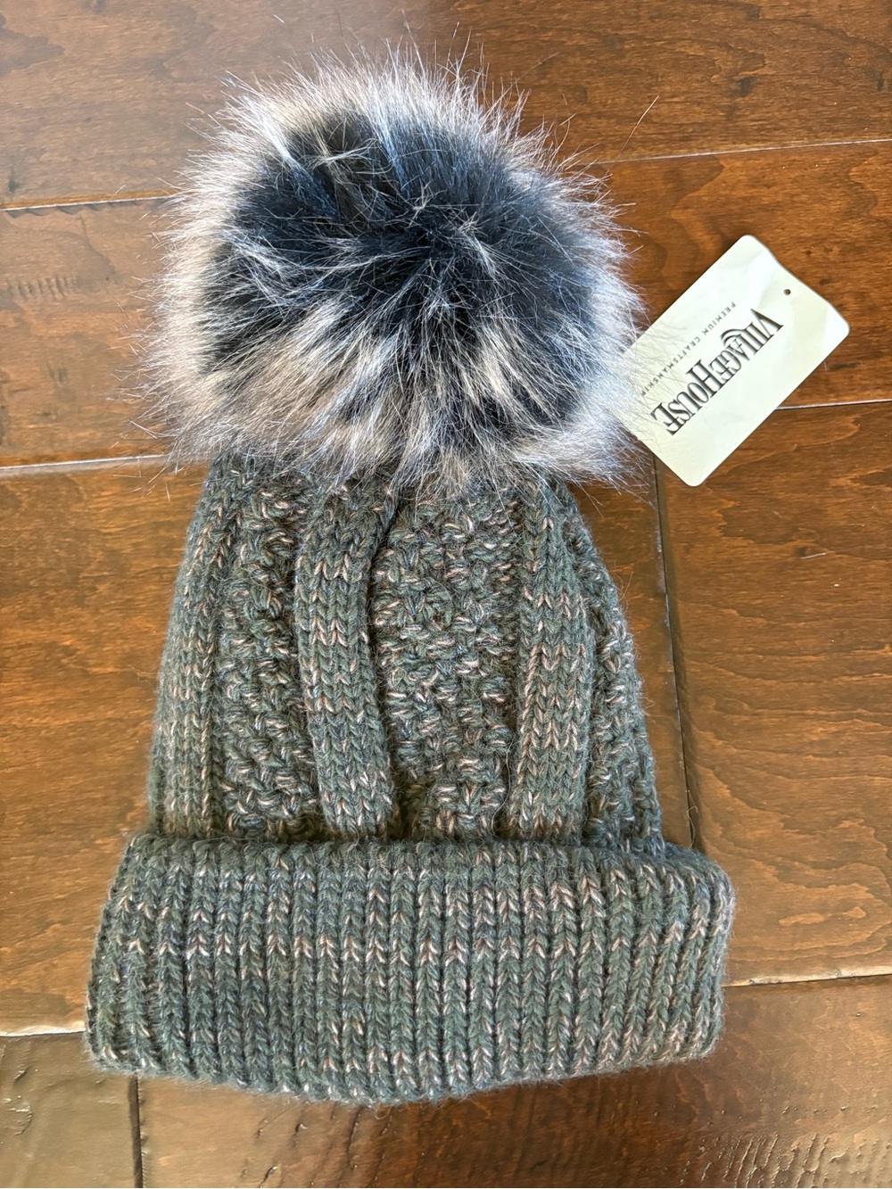 Villebrouet Knit Beanie with Faux Fur Pom